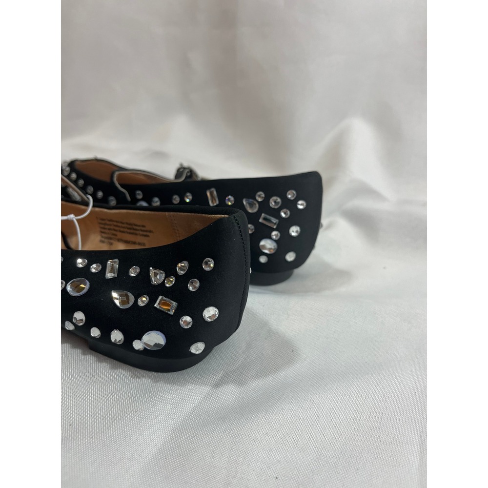 A New Day Womens Rhinestone Embellished Pointed Toe Mary Jane Flats Black Size 6 - Picture 3 of 6